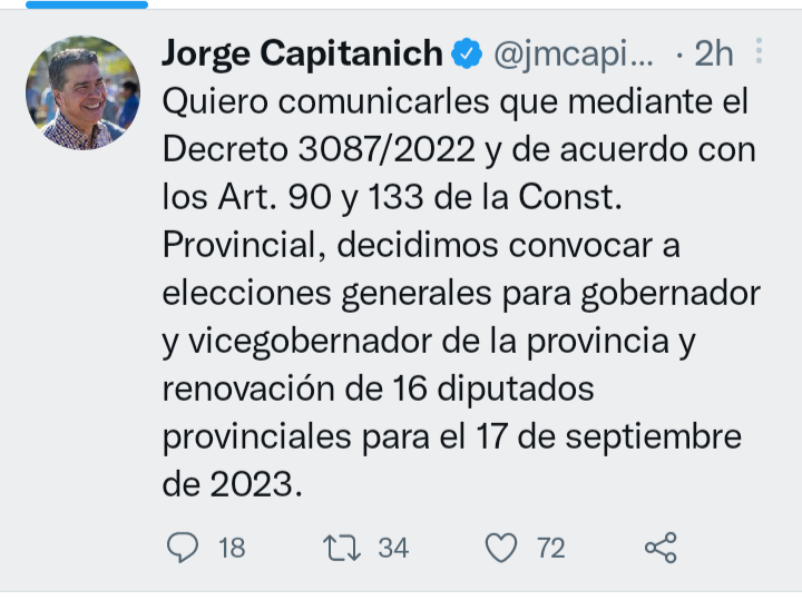 El gobernador Capitanich dio a conocer la fecha de las próximas elecciones para elegir gobernador, vice y 16 diputados provinciales